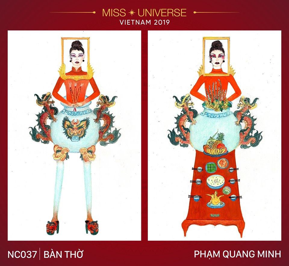 Chết cười với trang phục "bàn thờ" thiết kế cho thí sinh Hoa hậu Hoàn vũ