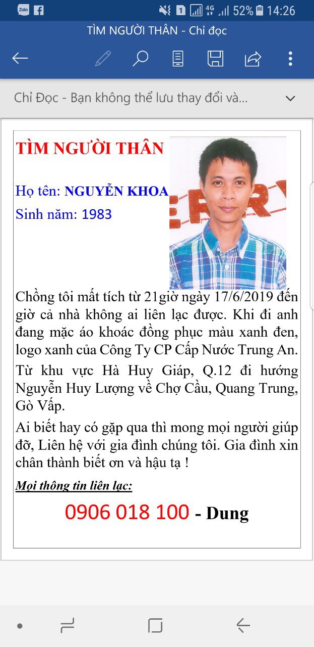 Vợ đăng th&ocirc;ng tin l&ecirc;n mạng t&igrave;m chồng sau 2 ng&agrave;y đi nhậu chưa về - Ảnh 1.