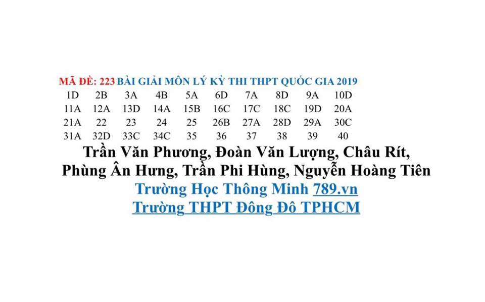 Thi THPT quốc gia 2019: Gợi ý giải đề môn vật lý, hóa học, sinh học - Ảnh 2.