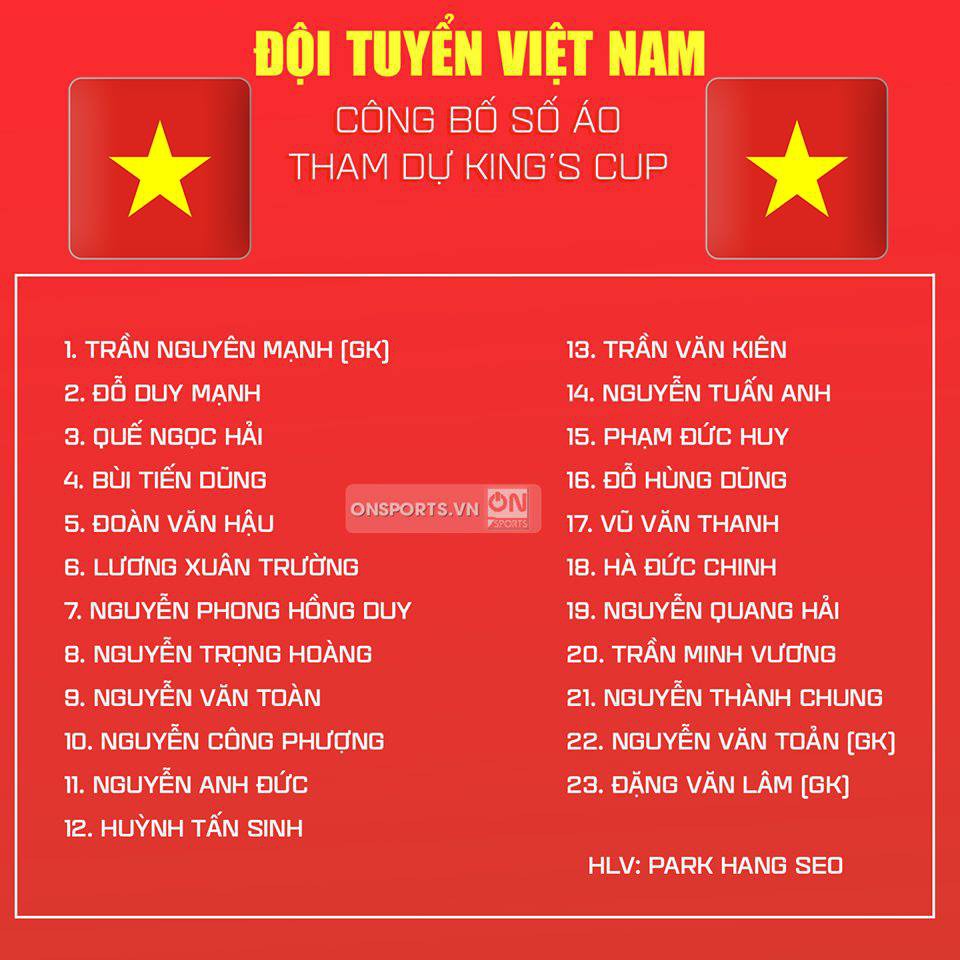 Tuyển Việt Nam công bố số áo: Nguyên Mạnh nhận lại số 1, Tuấn Anh chọn áo Công Phượng - Ảnh 1.