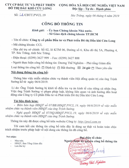 Hội đồng quản trị Dầu kh&iacute; Cửu Long x&oacute;a t&ecirc;n &ocirc;ng Trịnh Sướng - Ảnh 1.