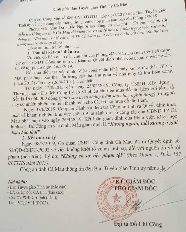 Kh&ocirc;ng khởi tố vụ ph&aacute;t hiện hơn 300 thi thể thai nhi tại nh&agrave; m&aacute;y r&aacute;c - Ảnh 2.