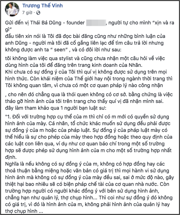 Trương Thế Vinh viết t&acirc;m thư vụ l&ugrave;m x&ugrave;m bị x&agrave;i ch&ugrave;a ảnh - Ảnh 2.