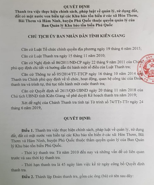 Để xảy ra nhiều bất cập, các khu bảo tồn biển ở Phú Quốc bị thanh tra - Ảnh 2.