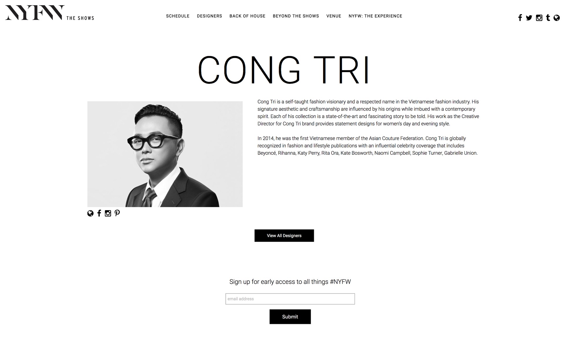 Công Trí được mời diễn tại Tuần lễ Thời trang Xuân Hè New York 2020