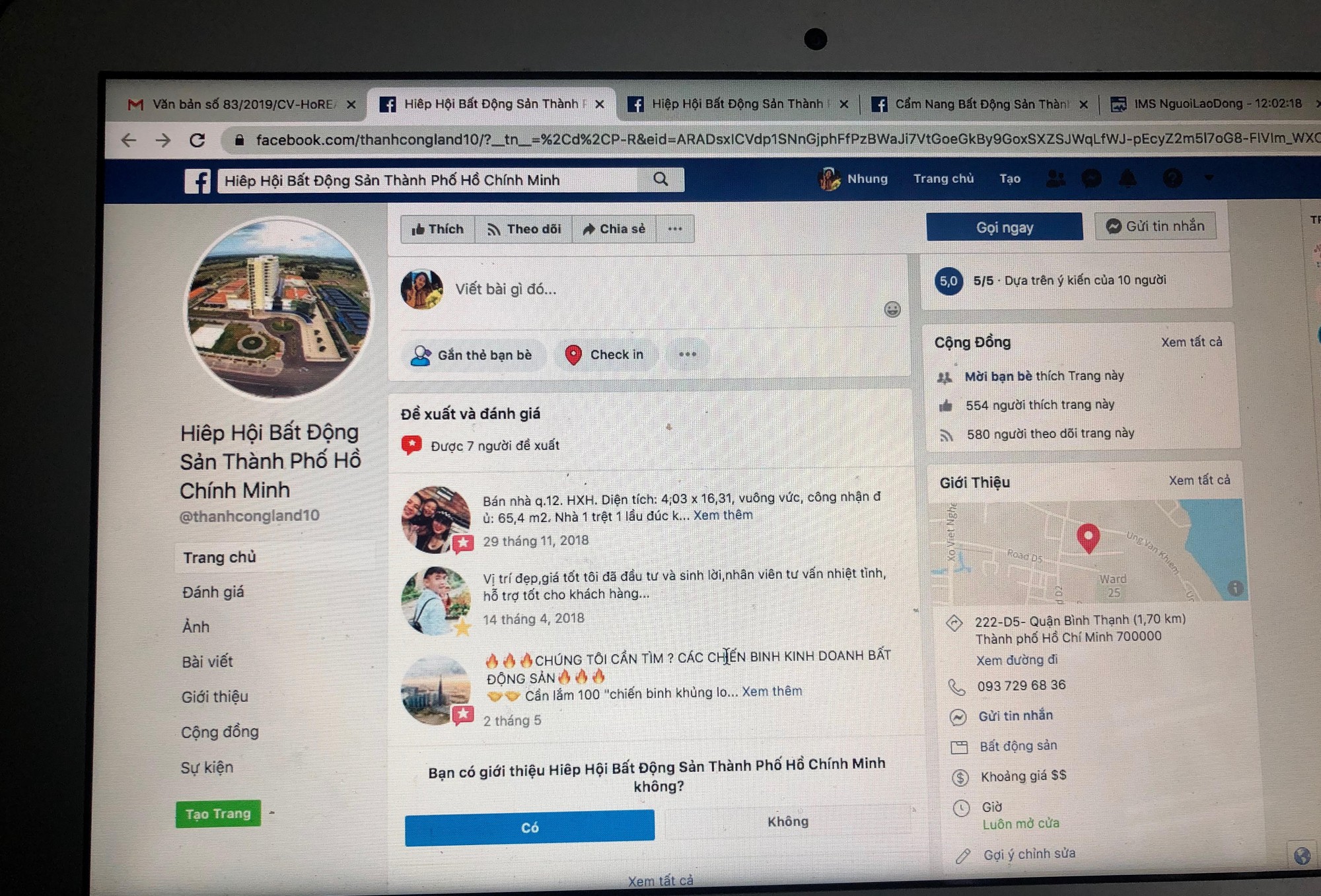 Làm giả Facebook Hiệp hội Bất động sản TP HCM để bán đất