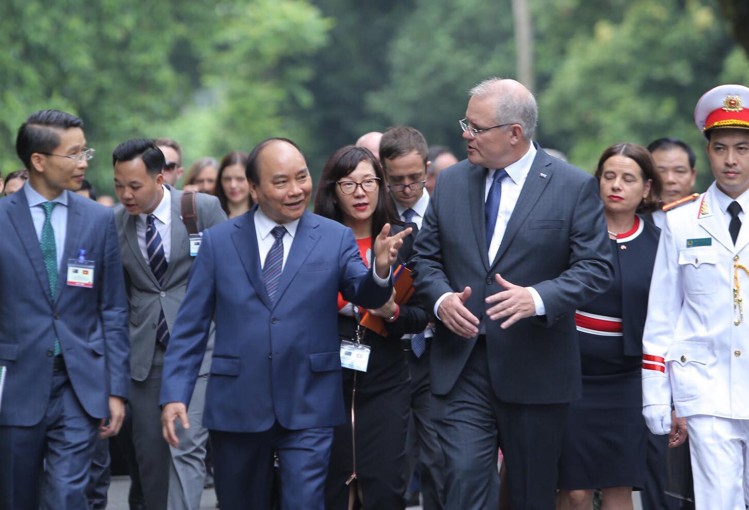 Cận cảnh Thủ tướng Nguyễn Xuân Phúc đón Thủ tướng Úc Scott Morrison