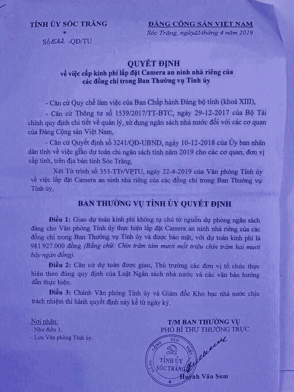 L&yacute; do gắn camera an ninh ở nh&agrave; ri&ecirc;ng c&aacute;n bộ Ban Thường vụ Tỉnh ủy S&oacute;c Trăng - Ảnh 1.