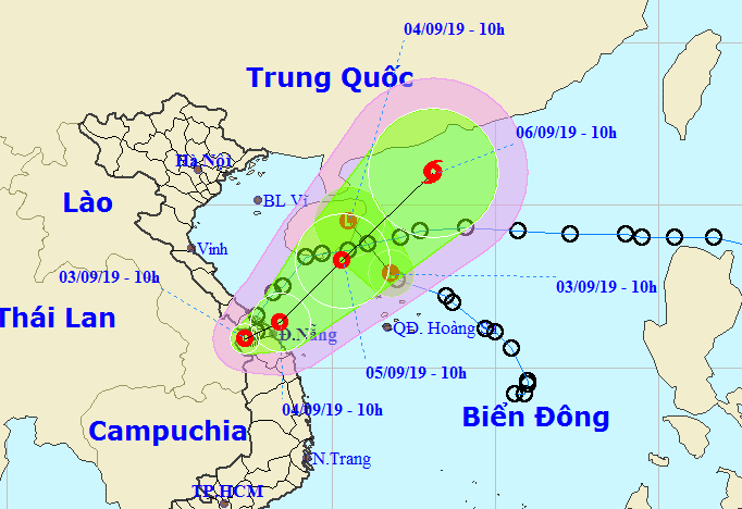 Áp thấp nhiệt đới vừa đổ bộ đất liền lại đổi hướng ngược ra Biển Đông - Ảnh 1.