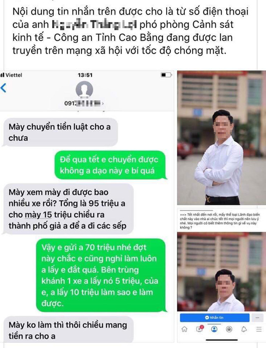 Xác minh thông tin Phó phòng Cảnh sát kinh tế Cao Bằng bị tố thu tiền bảo kê xe với số tiền lớn - Ảnh 1.
