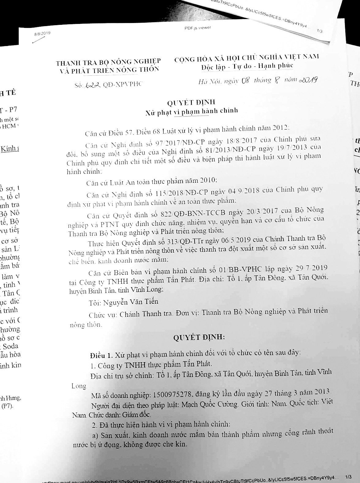 Nước mắm của 3 công ty có hóa chất tẩy rửa - Ảnh 1.