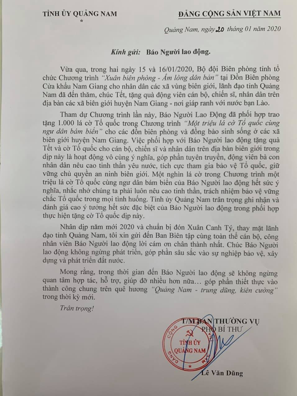 Tỉnh ủy Quảng Nam gửi thư cảm ơn chương trình Một triệu lá cờ Tổ quốc cùng ngư dân bám biển - Ảnh 2.