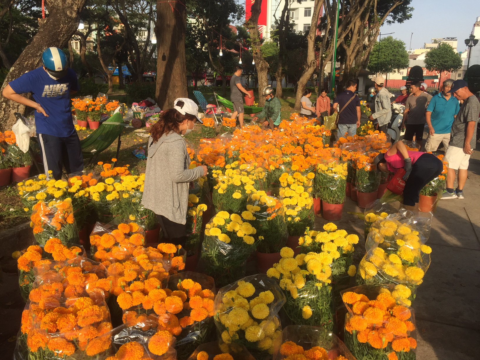 Chen nhau mua hoa giảm gi&aacute; s&aacute;ng 30 Tết, h&agrave;ng chục gốc đ&agrave;o xứ Bắc bị bỏ lại ở chợ hoa - Ảnh 1.