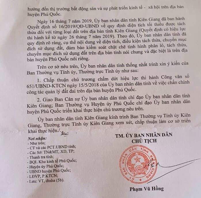 Kiên Giang xin chủ trương bỏ lệnh tạm dừng phân lô, tách thửa ở Phú Quốc - Ảnh 2.