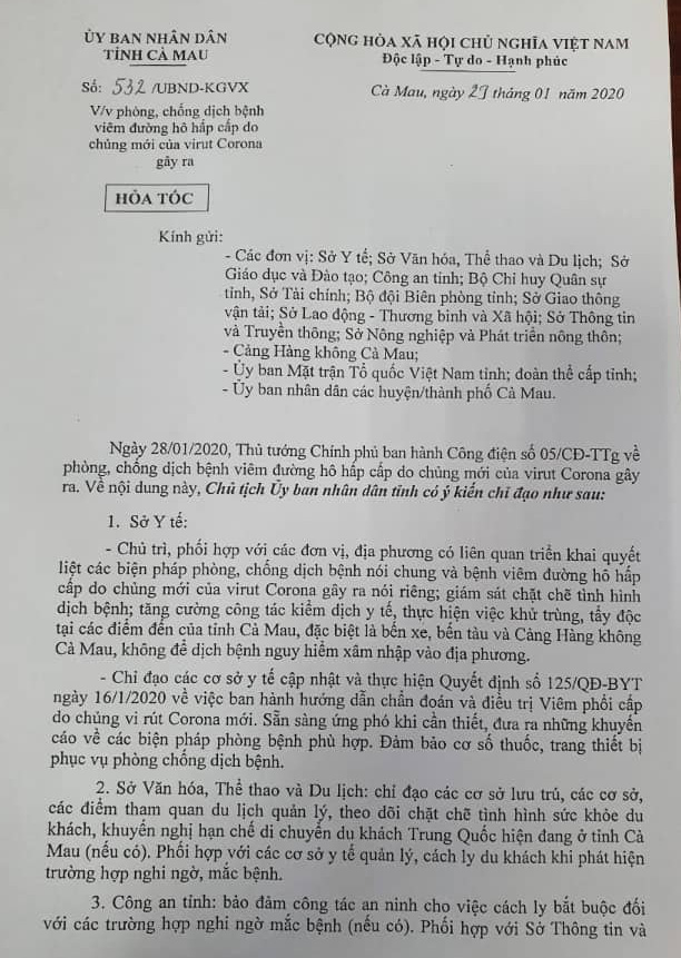Chủ tịch C&agrave; Mau khuyến nghị hạn chế di chuyển du kh&aacute;ch Trung Quốc trước dịch corona - Ảnh 1.