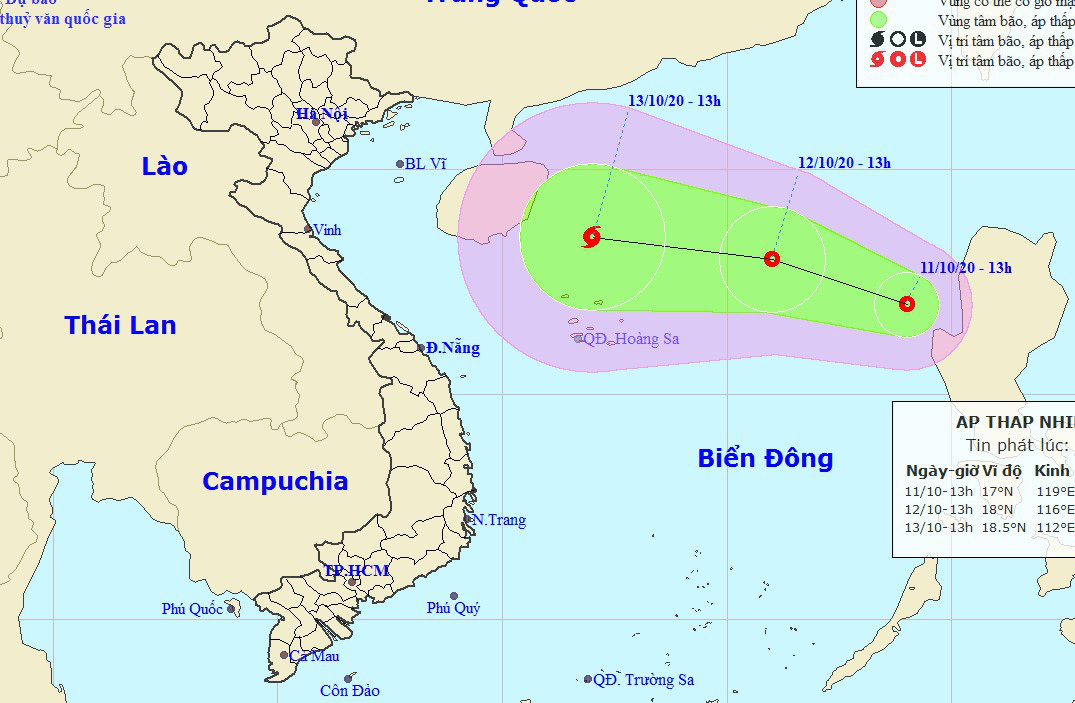 Bão số 6 chưa tan lại xuất hiện áp thấp nhiệt đới mới trên Biển Đông - Ảnh 1.