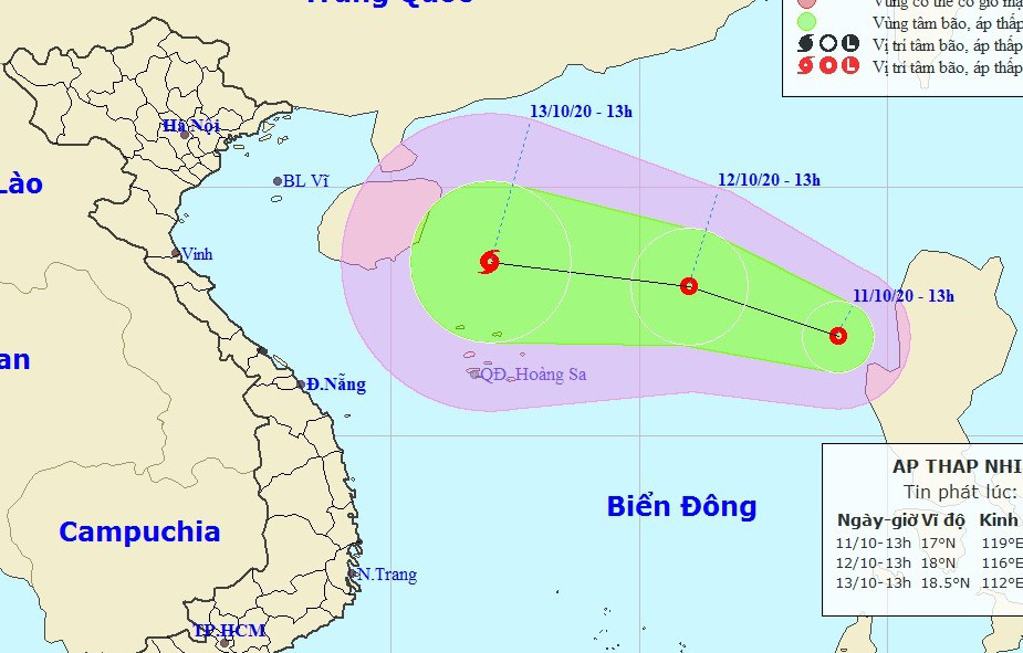 Bão số 6 chưa tan lại xuất hiện áp thấp nhiệt đới mới trên Biển Đông
