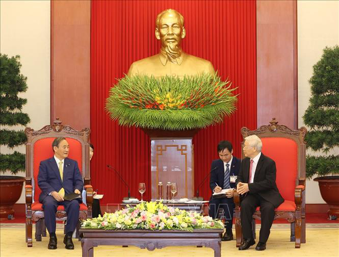Tổng B&iacute; thư, Chủ tịch nước Nguyễn Ph&uacute; Trọng tiếp Thủ tướng Nhật Bản - Ảnh 2.