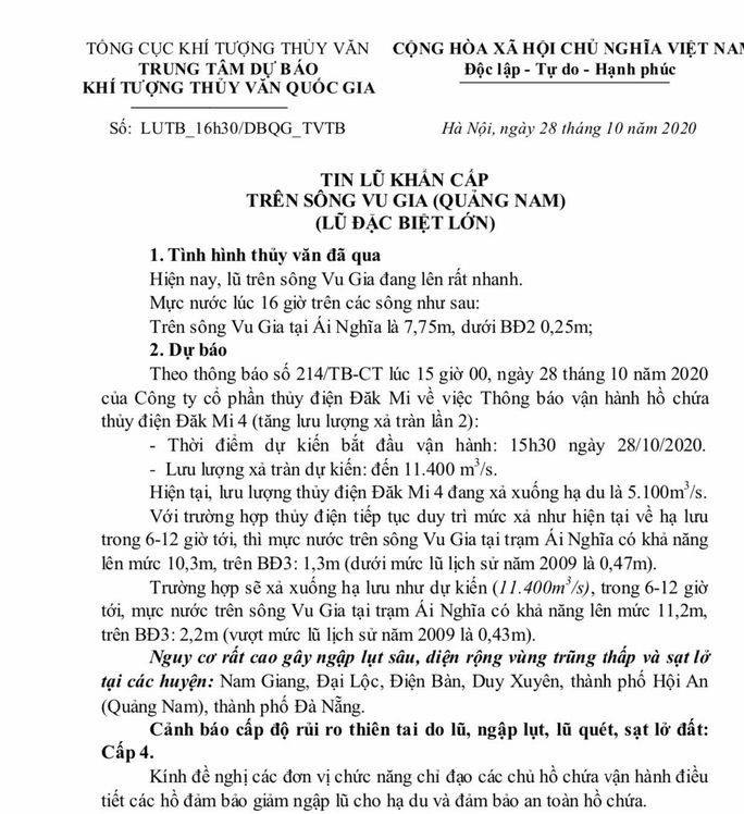 Thủy điện Đak Mi 4 có thể xả lũ đến 11.400 m3/giây, Quảng Nam đối diện lũ lịch sử - Ảnh 3.