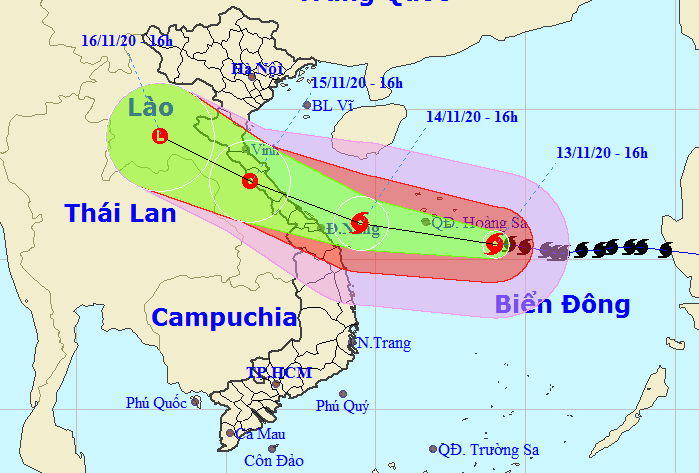 B&atilde;o số 13 giật cấp 15 hướng v&agrave;o H&agrave; Tĩnh đến Thừa Thi&ecirc;n - Huế, mưa lớn từ s&aacute;ng mai 14-11 - Ảnh 1.