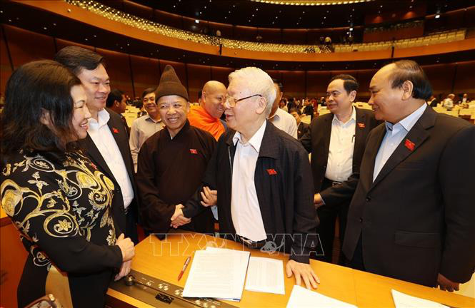 Chùm ảnh Tổng Bí thư, Chủ tịch nước dự phiên thảo luận của QH về kinh tế-xã hội