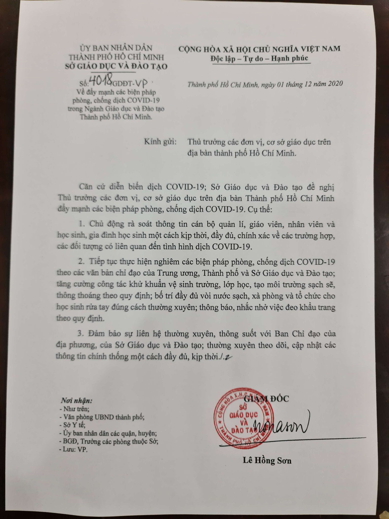 TP HCM: 48 học sinh nghỉ học do c&oacute; trường hợp tiếp x&uacute;c gần với bệnh nh&acirc;n Covid-19 - Ảnh 1.