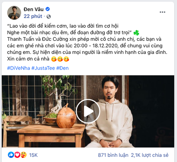 Đen V&acirc;u t&aacute;i xuất sau thời gian d&agrave;i mất t&iacute;ch - Ảnh 1.