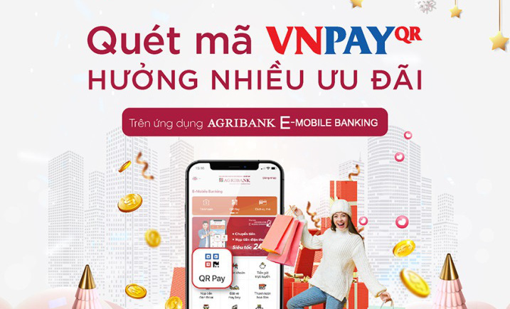 Quét Vnpay QR nhận "mưa ưu đãi" cùng Agribank e-Mobile Banking
