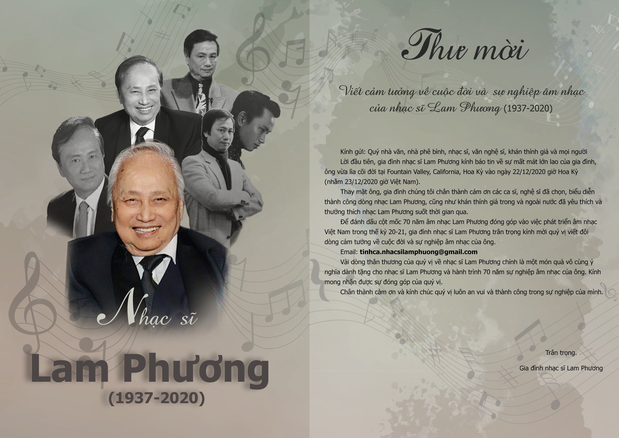 Thông tin lễ cầu siêu cho nhạc sĩ Lam Phương - Ảnh 2.
