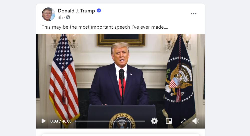 Tổng thống Trump bất ngờ có bài phát biểu "quan trọng" dài 46 phút