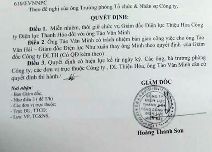 Giám đốc Điện lực huyện mất chức do sai phạm thu chi tài chính
