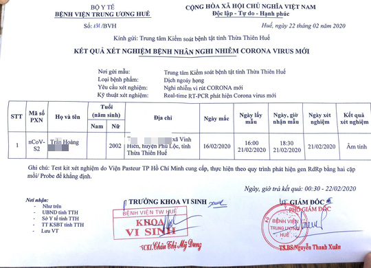 Thừa Thi&ecirc;n &ndash; Huế c&ocirc;ng bố kết quả x&eacute;t nghiệm Covid-19 đối với nữ sinh tử vong - Ảnh 1.