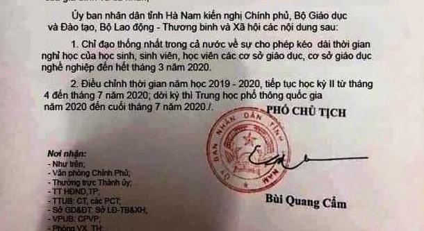 Đăng văn bản giả mạo của UBND tỉnh cho học sinh nghỉ học hết tháng 3 lên Facebook