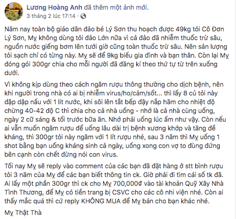 Xứ phạt bà Lương Hoàng Anh 12,5 triệu đồng vì thông tin sai về tỏi Lý Sơn - Ảnh 1.