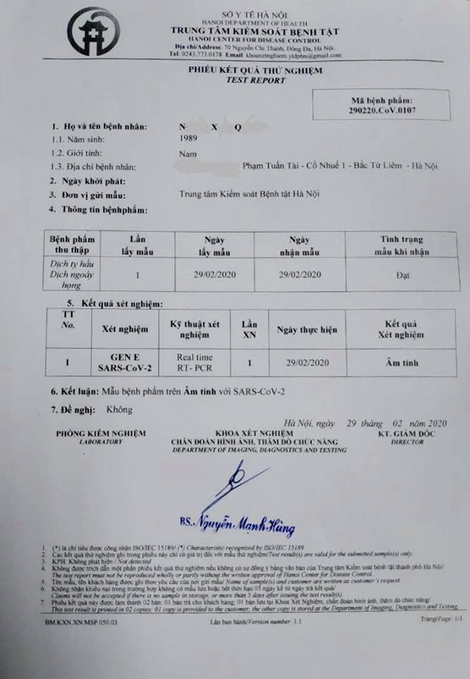 Kết quả x&eacute;t nghiệm đối với nam thanh ni&ecirc;n 31 tuổi tử vong ở H&agrave; Nội - Ảnh 1.