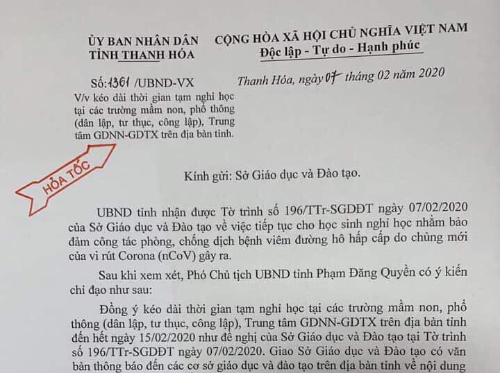 Bình Định, Thanh Hóa: Tiếp tục cho học sinh nghỉ học thêm 1 tuần