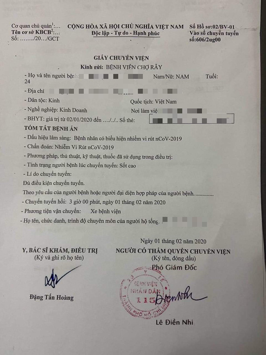 Giả mạo giấy chuyển viện bệnh nhân corona của Bệnh viện Nhân dân 115