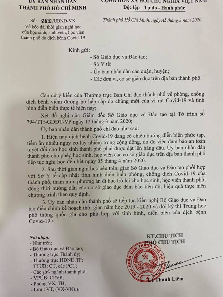 TP HCM cho học sinh nghỉ học đến hết ng&agrave;y 5-4 - Ảnh 1.
