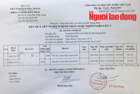 Quảng Bình: Đã có kết quả xét nghiệm nữ nhân viên sân golf nghi nhiễm Sars-CoV-2