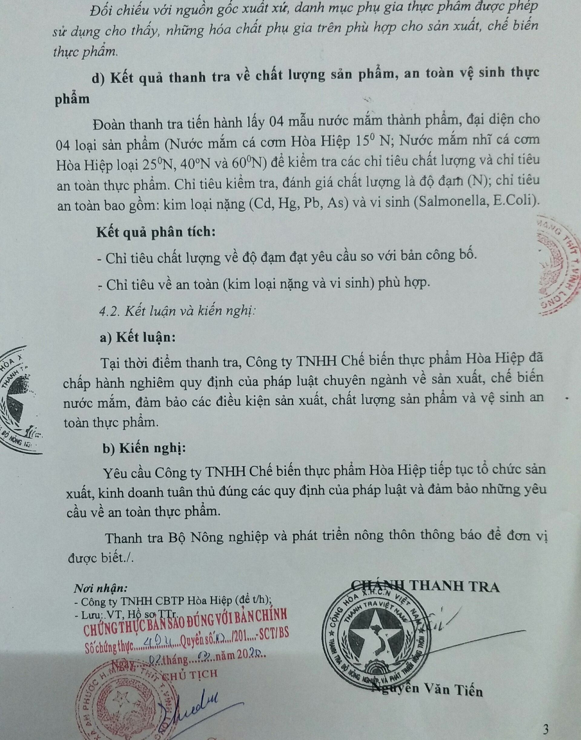 Nước mắm Hòa Hiệp đảm bảo an toàn vệ sinh thực phẩm - Ảnh 3.