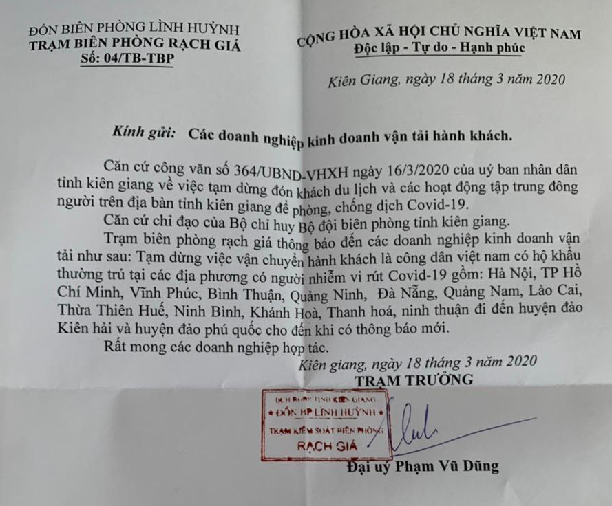 Thu hồi th&ocirc;ng b&aacute;o tạm dừng nhận kh&aacute;ch đến từ 13 tỉnh, th&agrave;nh ra Ph&uacute; Quốc - Ảnh 1.