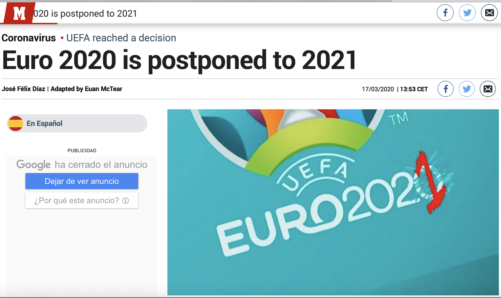 Truyền thông thế giới sốt vì EURO lẫn Copa America 2020 cùng bị hoãn - Ảnh 8.