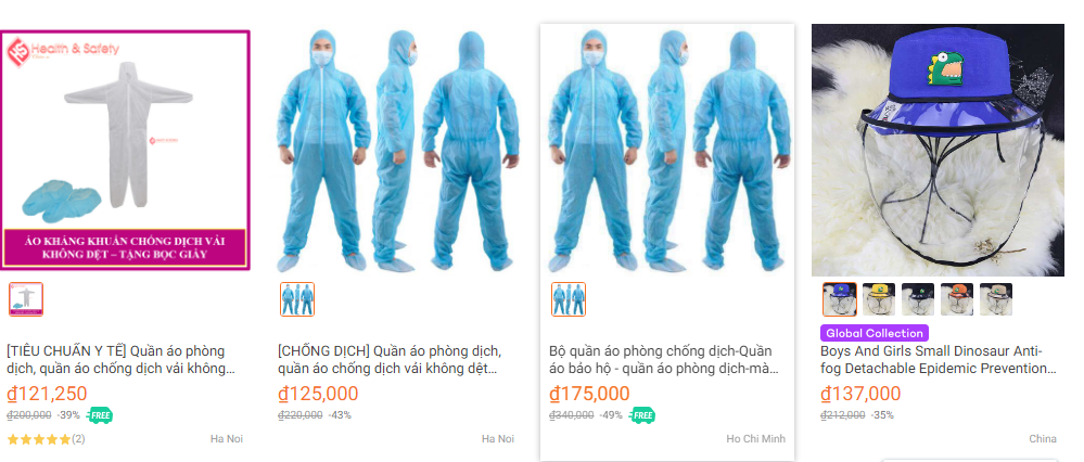 Nón, áo phòng dịch Covid-19 bán đầy đường và chợ mạng - Ảnh 3.