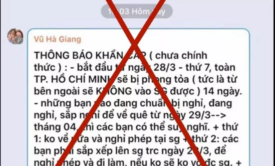 Không có chuyện TP HCM bị phong tỏa 14 ngày!