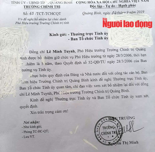 "Bỏ quên" bổ nhiệm 9 năm, phó hiệu trưởng trường Chính trị Quảng Bình vẫn hưởng lương như... bình thường