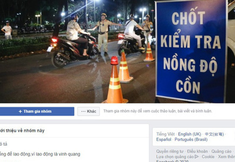 Lập nhóm Facebook "Thông chốt, báo chốt" để "né" CSGT