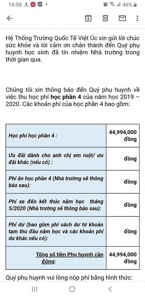 Phụ huynh sốc v&igrave; trường giữ mức học ph&iacute; cả trăm triệu khi học trực tuyến - Ảnh 2.