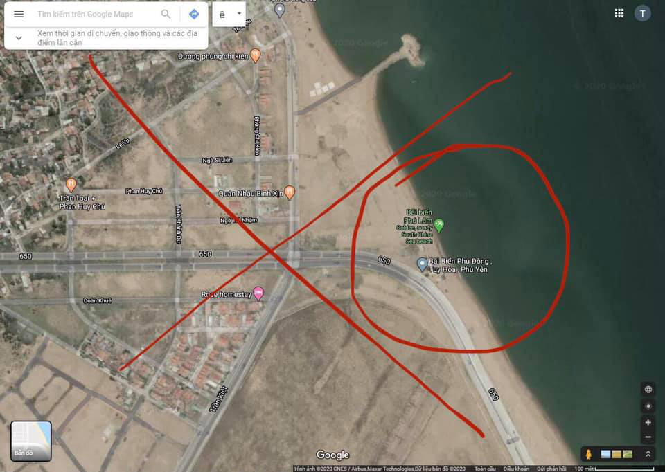 Google Maps chú thích sai nghiêm trọng bãi biển ở Phú Yên