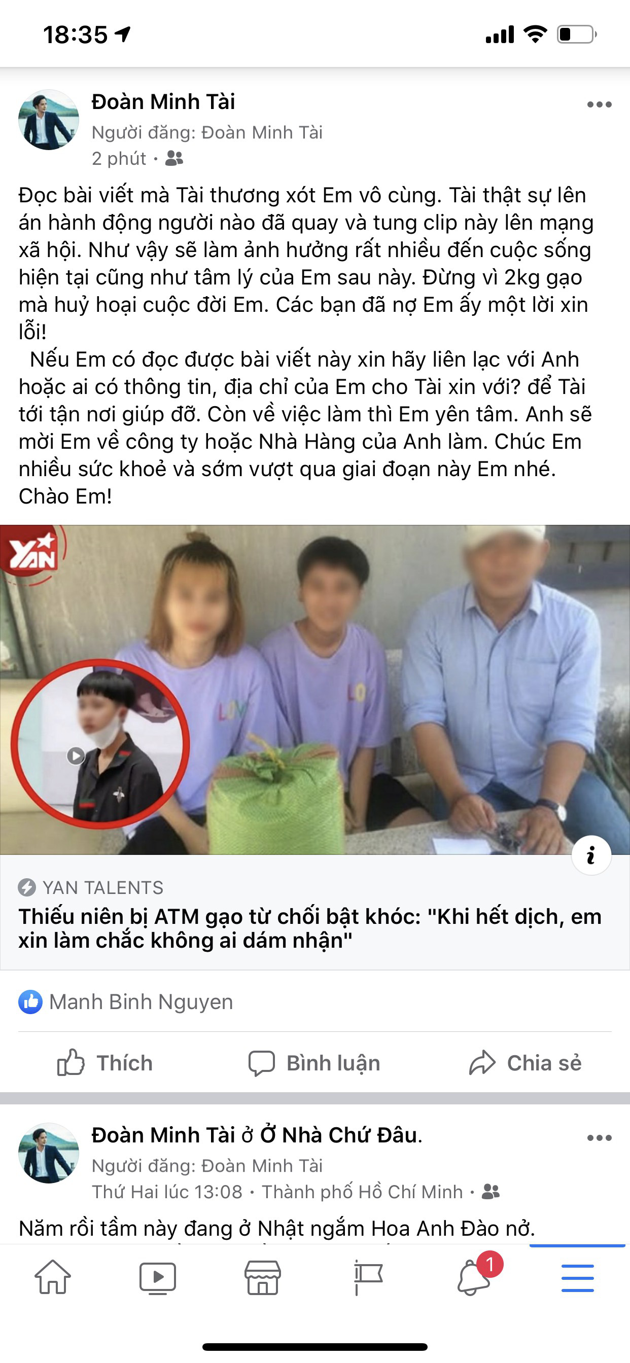 Đo&agrave;n Minh T&agrave;i muốn nhận thiếu ni&ecirc;n bị ATM gạo từ chối về c&ocirc;ng ty m&igrave;nh l&agrave;m việc - Ảnh 1.