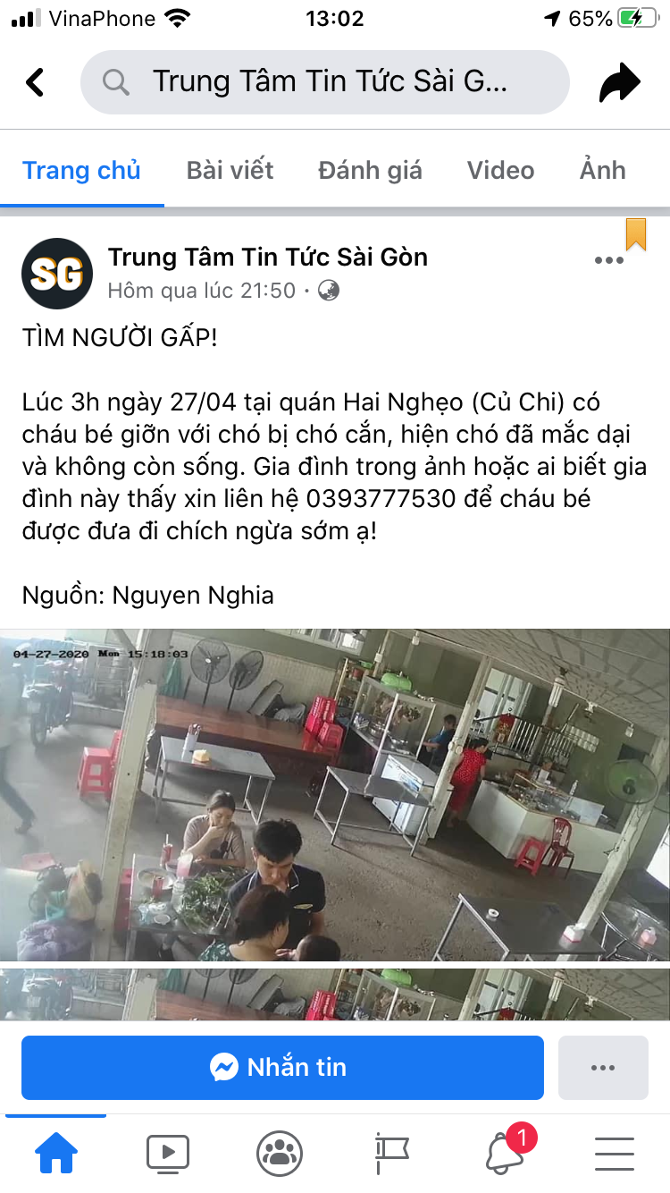 Hàng trăm người "truy tìm" cháu bé bị chó dại cắn và cái kết có hậu